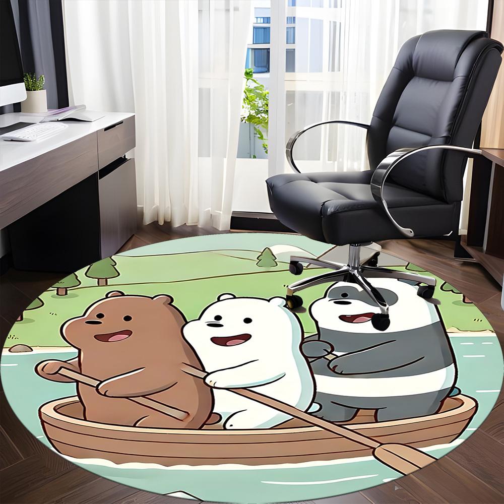 1pc We Bare Bears Friends Office Round Area Rug, Under Office Chairs Bedroom Living Room Home Decor a1022178