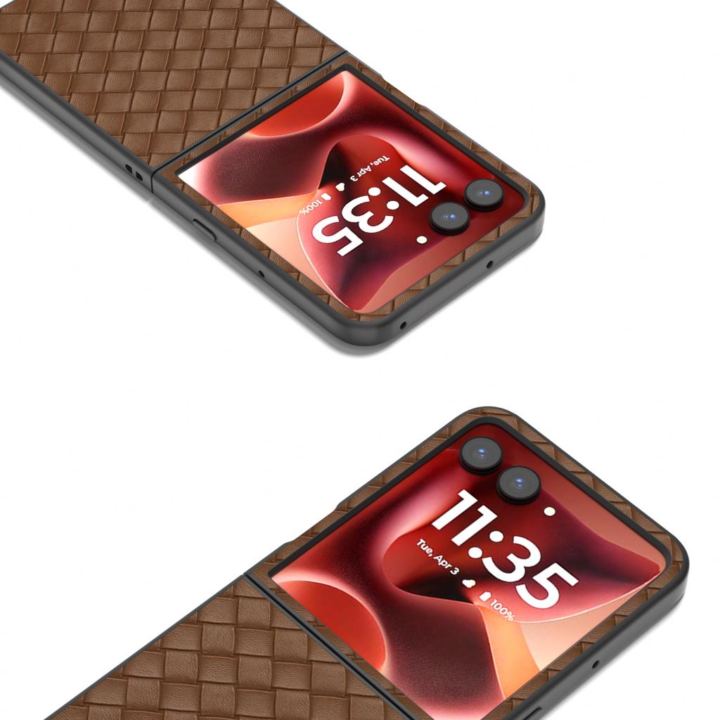 For Motorola Razr 60 Ultra 5G Case Woven Texture PU Leather Coated PC Mobile Phone Cover