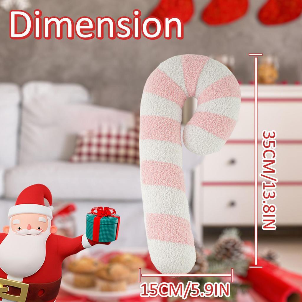 Christmas Cushion Soft Skin-Friendly Plush Cushion Decorative Candy Cane Throw Pillows for Chair Sofa Bedroom Living Room Dorm