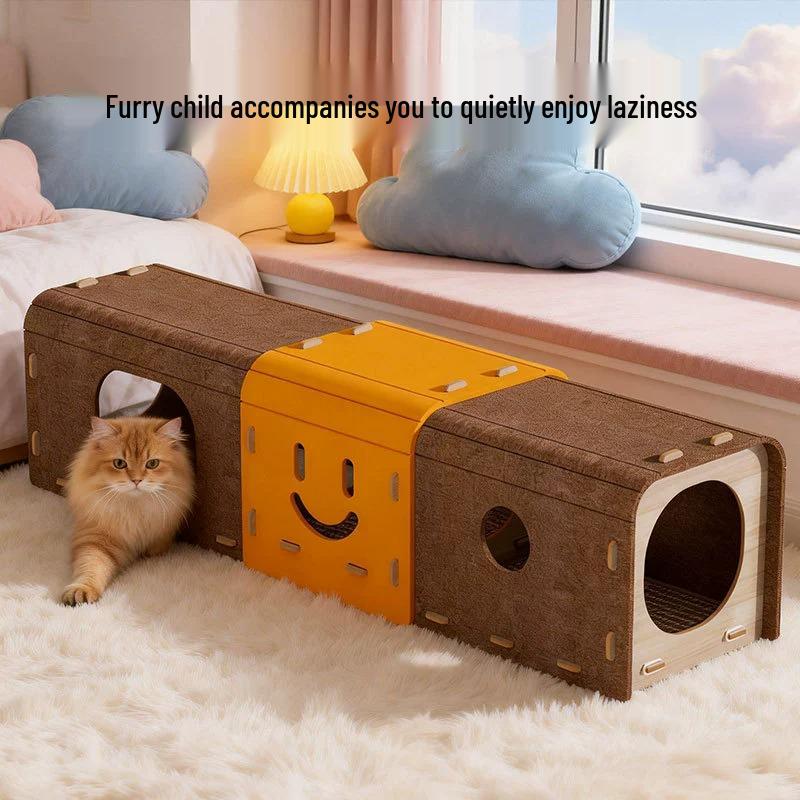 Felt Tunnel Cat Bed & Scratcher: Durable, Non-Shedding, Double Layer Toy for Cats