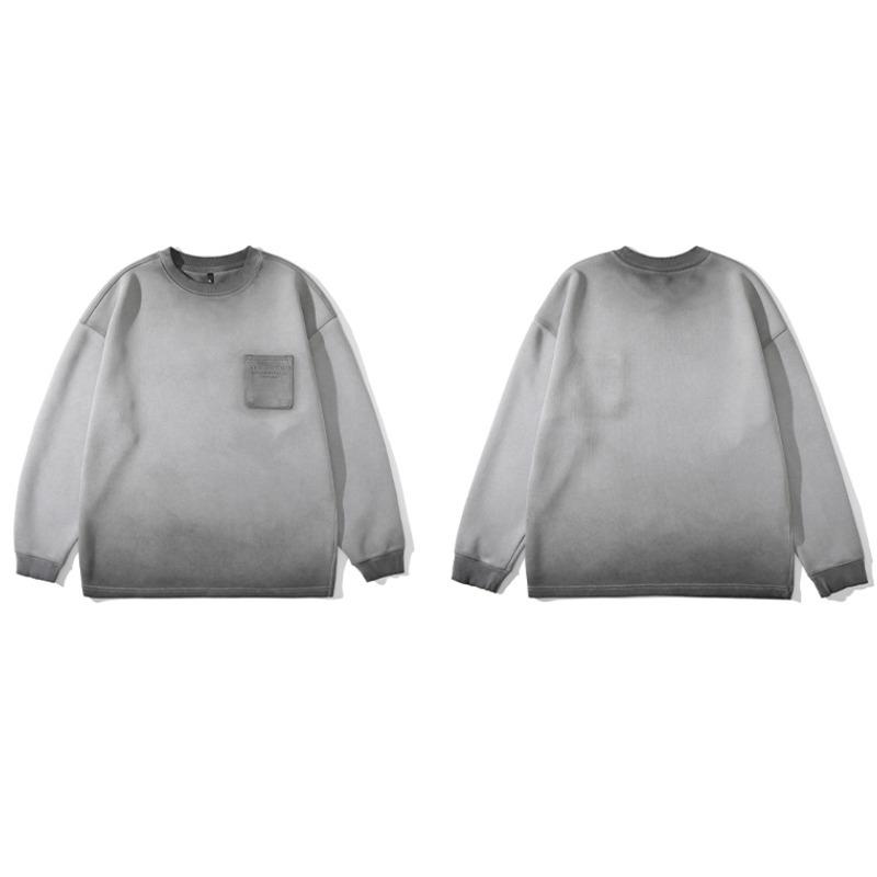 Pánské tričko s tlustým kulatým výstřihem s potiskem ve stylu American Vintage--Lehké a nemačkavé, všestranný dojíždějící svetr s dlouhým rukávem