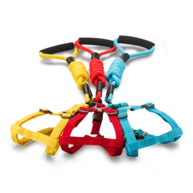 Colored Dog Leash Dog Chain Large Dog Teddy Golden Retriever Chest Strap Collar Three-piece Pet Supplies