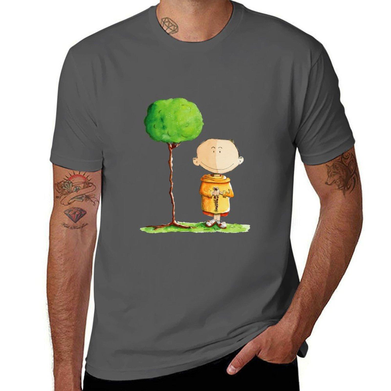 

Маленький Будда дерево футболка мужская футболка хлопок высокое качество смешные футболки черный юмор хлопковые футболки мужская 100% футболка 4XL