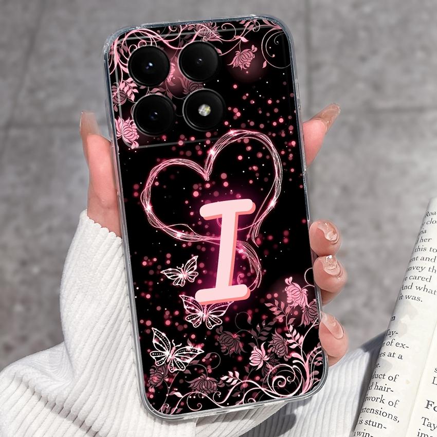 Casing For Redmi K70 K80 K60 K50 K40 K30 K20 Pro K70e K60e K90 Pro Max Phone Case Premium Letters Pattern Transparent TPU Back Cover For Redmi Housing