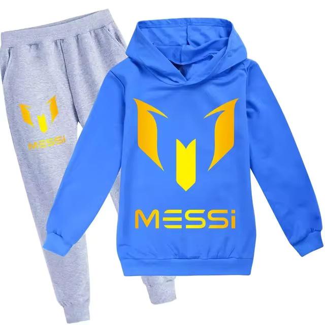 Kids' Messi Football Hoodie & Pants Set - 2-Piece Casual Sportswear for Boys & Girls, Spring & Autumn