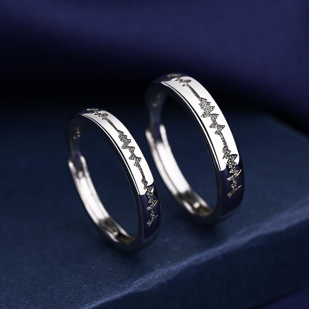 2Pcs 925 Silver Couples Ring Sets Light Polishing Simple Ring for Woman Man Classic Wedding Fine Jewelry Circle