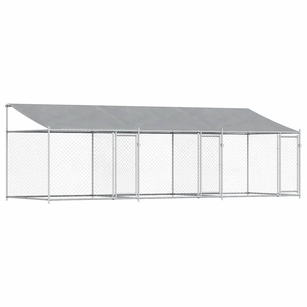 vidaXL Cage pour chien avec toit et portes gris 6x2x2m acier galvanisé
