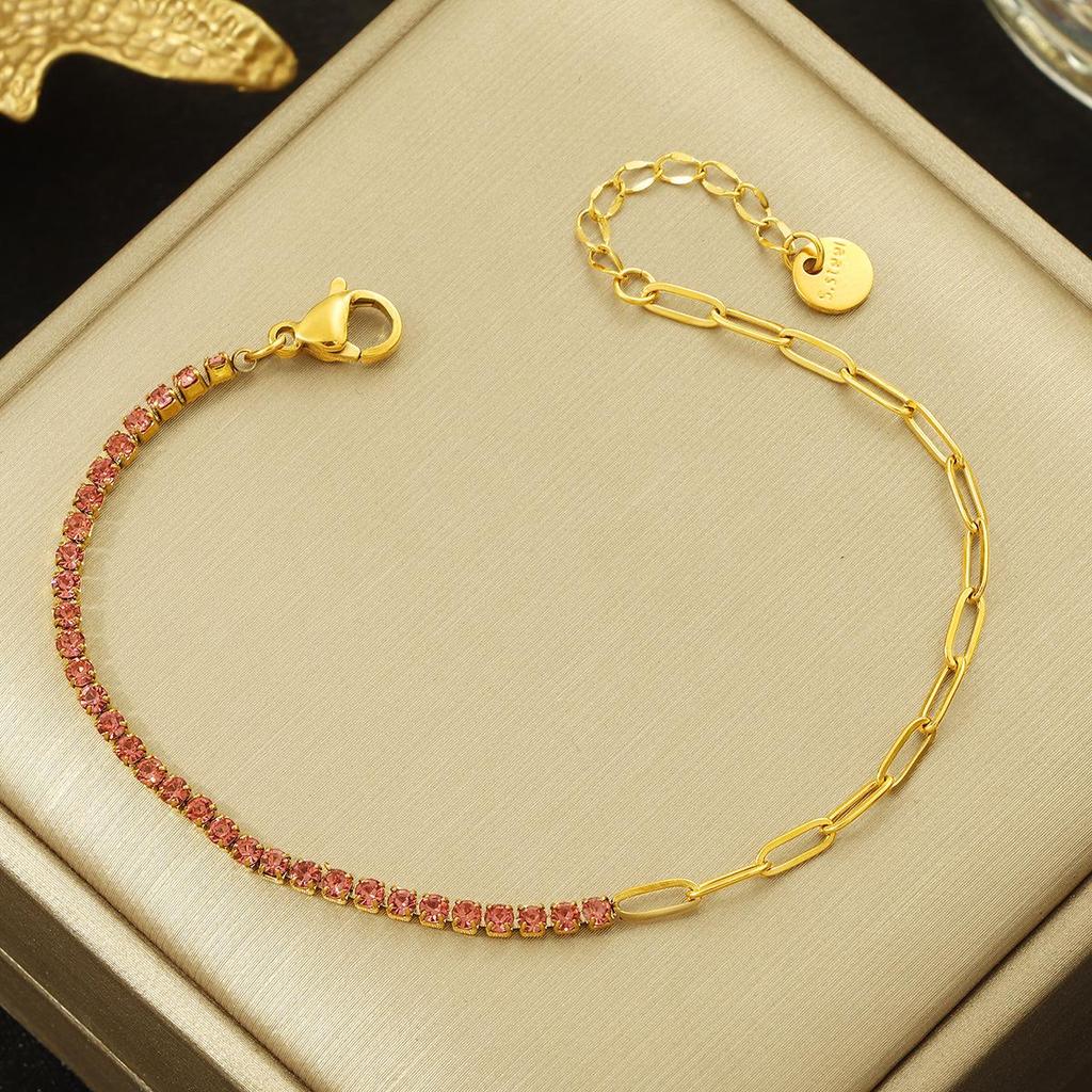 2025 Women's Fashion Cubic Zirconia Tennis Bracelet: Versatile, Niche Design, Colorfast Titanium Steel