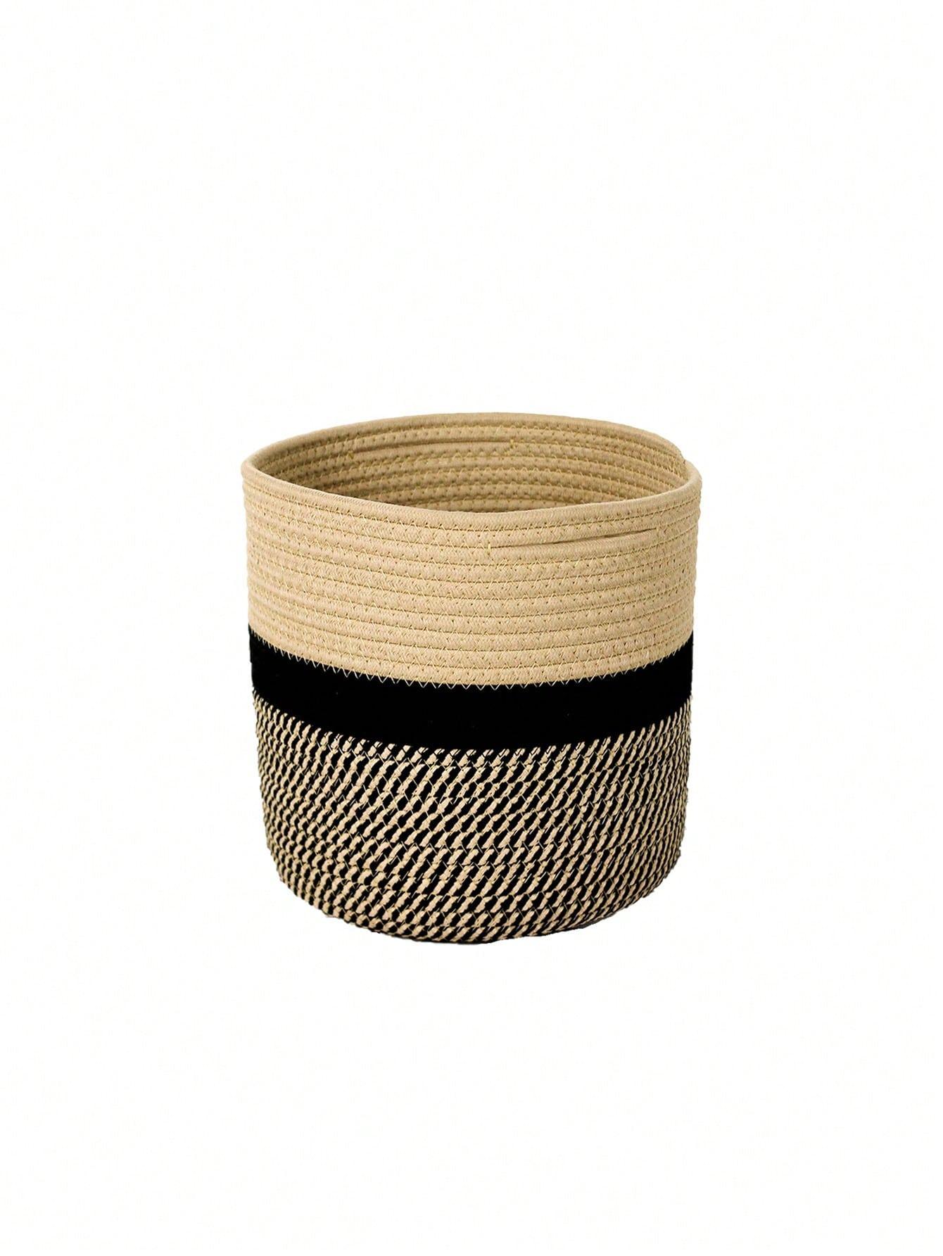 

1 шт. Плетеная корзина для хранения, корзина для растений из сплетенной хлопковой веревки, комнатные кашпо, складная корзина для хранения размером 8 x 10 , декоративный цветок