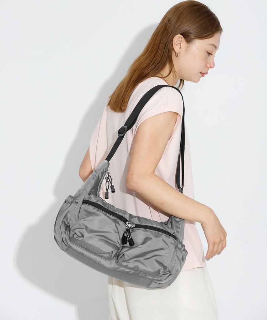 Sunny Label Women's Grosgrain 2-Pocket Shoulder Bag, LAA6-2AJ002, Gray