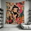 betty boop Wall Tapestry Aesthetic Wall Hanging Printed Fabric Blanket Decorative Tapestries for Bedroom Living Room Home Decor