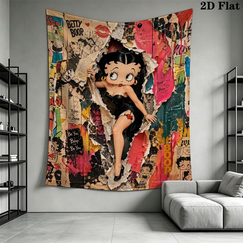 betty boop Wall Tapestry Aesthetic Wall Hanging Printed Fabric Blanket Decorative Tapestries for Bedroom Living Room Home Decor