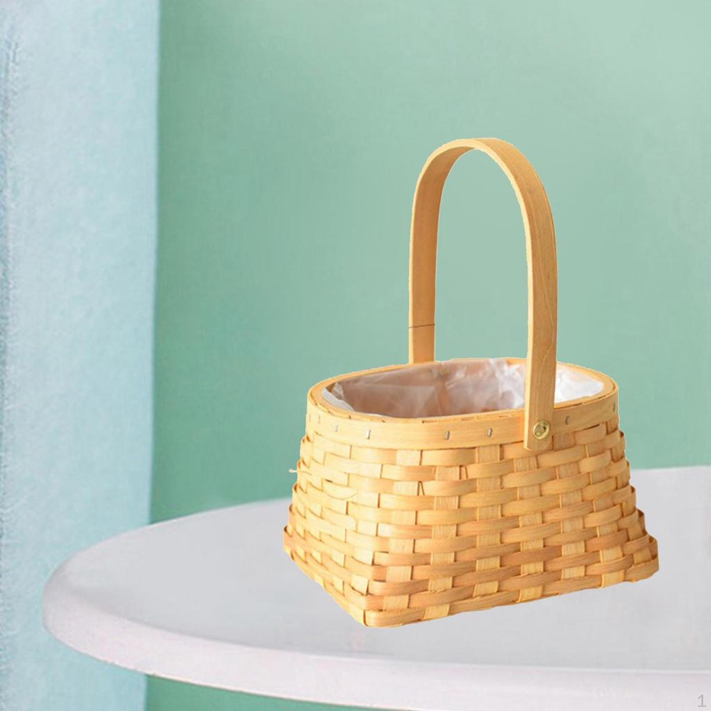 Decorative Hanging Rattan Woven Flower Hand Baskets Pinic Storage Containers for Tabletop Home and
