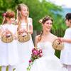 2pcs Rattan Flower Girl Basket Small Half Moon Straw Wicker Basket with Handle Ideal for Wedding Flower Girl Picnic Garden Storage and Home Decor