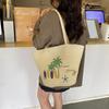 Casual Beach Ladies Large Capacity Shoulder Straw Woven Bag Surfboard Handbag Vacation Beach Grass Tote Bag CLE