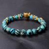 Festive Gifts Black Matte Onyx Tiger Eye And Gold Lion Head Beaded Bracelet Bold Fashion Jewelry For Men Daily Wear Simple Versatile Accessory