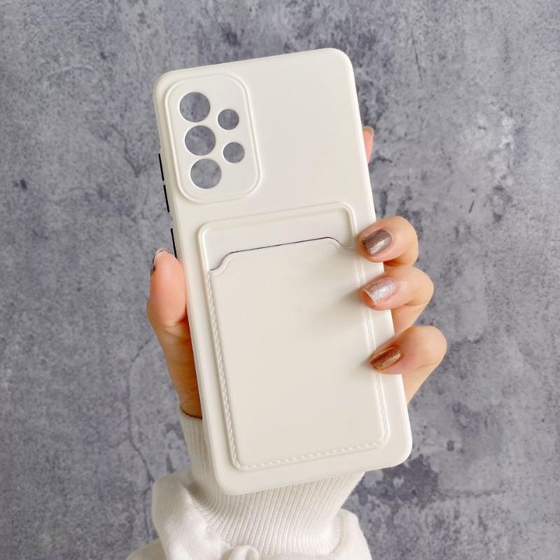 Suitable for Samsung S23 S25Ultra Integrated Card Case S22 Contrasting Color Button Skin Feeling Shell A36 A55