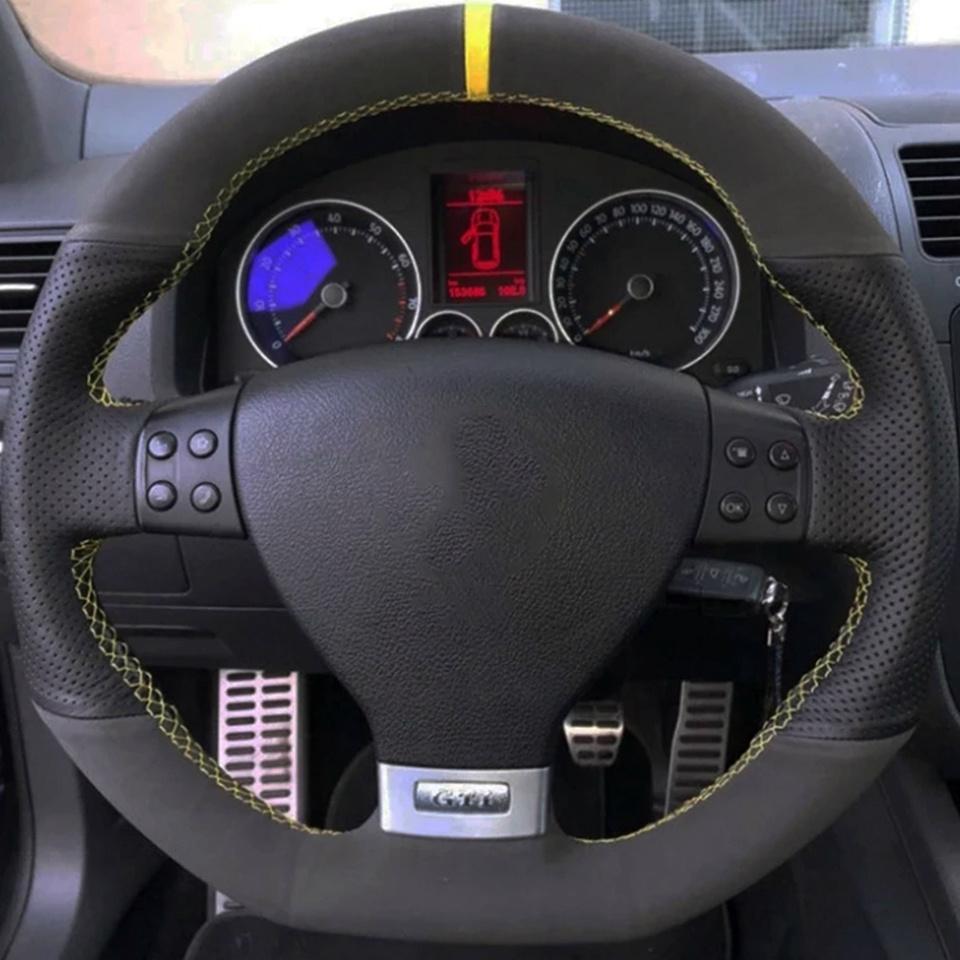 Custom Steering Wheel Braid Cover Suede 100% Fit For Volkswagen Golf 5 Mk5 GTI VW Golf 5 R32 Passat R GT 2005 Car Accessories