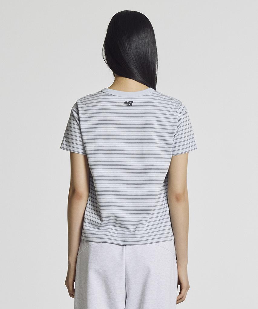 Nyuballanseu Nbneg2W422 / Women Essential Basic Striped Short Sleeve T-Shirt (Light Blue)