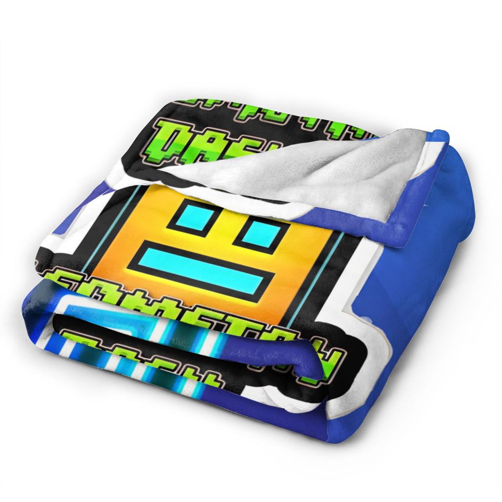 Games Geometry Dash Blanket Cover Plush Throw Blanket Airplane Travel Decoration Ultra-Soft Warm Bedsprea,