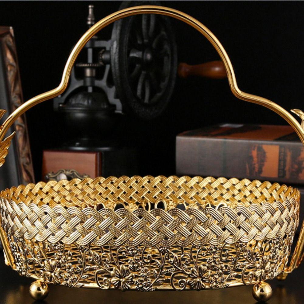 Metal Fruit Basket Creative Pastry Tray Light Luxury Storage Plate  Gift