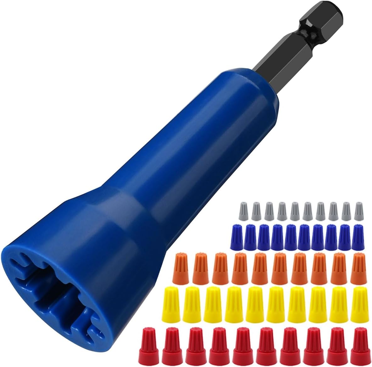 

Поворотная розетка для скручивания, отвертка для разъема провода с патроном 1/4 дюйма для повышения эффективности проводки, 1 инструмент для скручивания + 50 наконечников для проводов 1 set (1+50PCS)