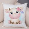 45x45cm Cute Giraffe Lion Cow Pillowcase Decorative Cartoon Animal Print Cushion Cover Children's Room Sofa Home Pillowcase