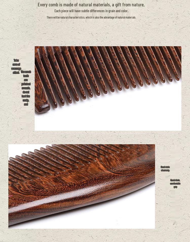 Black Gold Sandalwood Fan-Shaped Comb: Traditional Craft with Gold Tracing