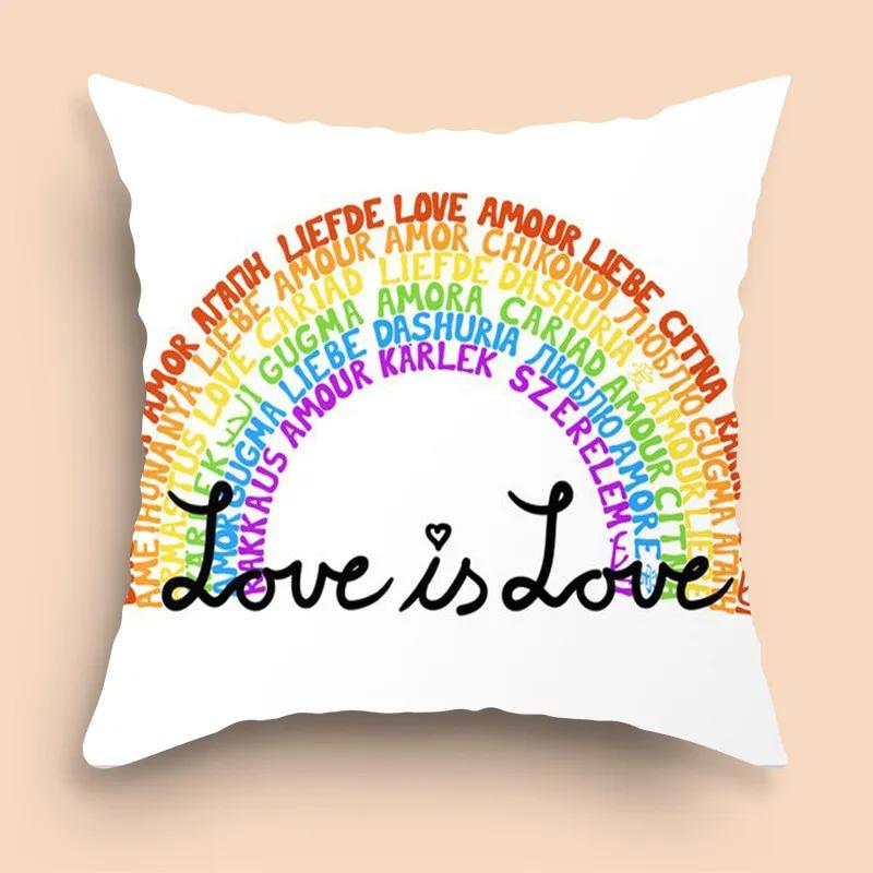 Home Decor Party Gifts Valentine's Day Rainbow Love Pillowcase Sofa Cushion Cover