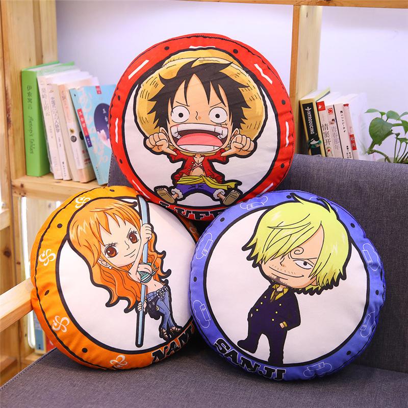 New One Piece Circular Pillow Anime Peripheral Luffy Chopper Double-Sided Printing Nap Cushion Pillow Room Sofa Decoration Gift