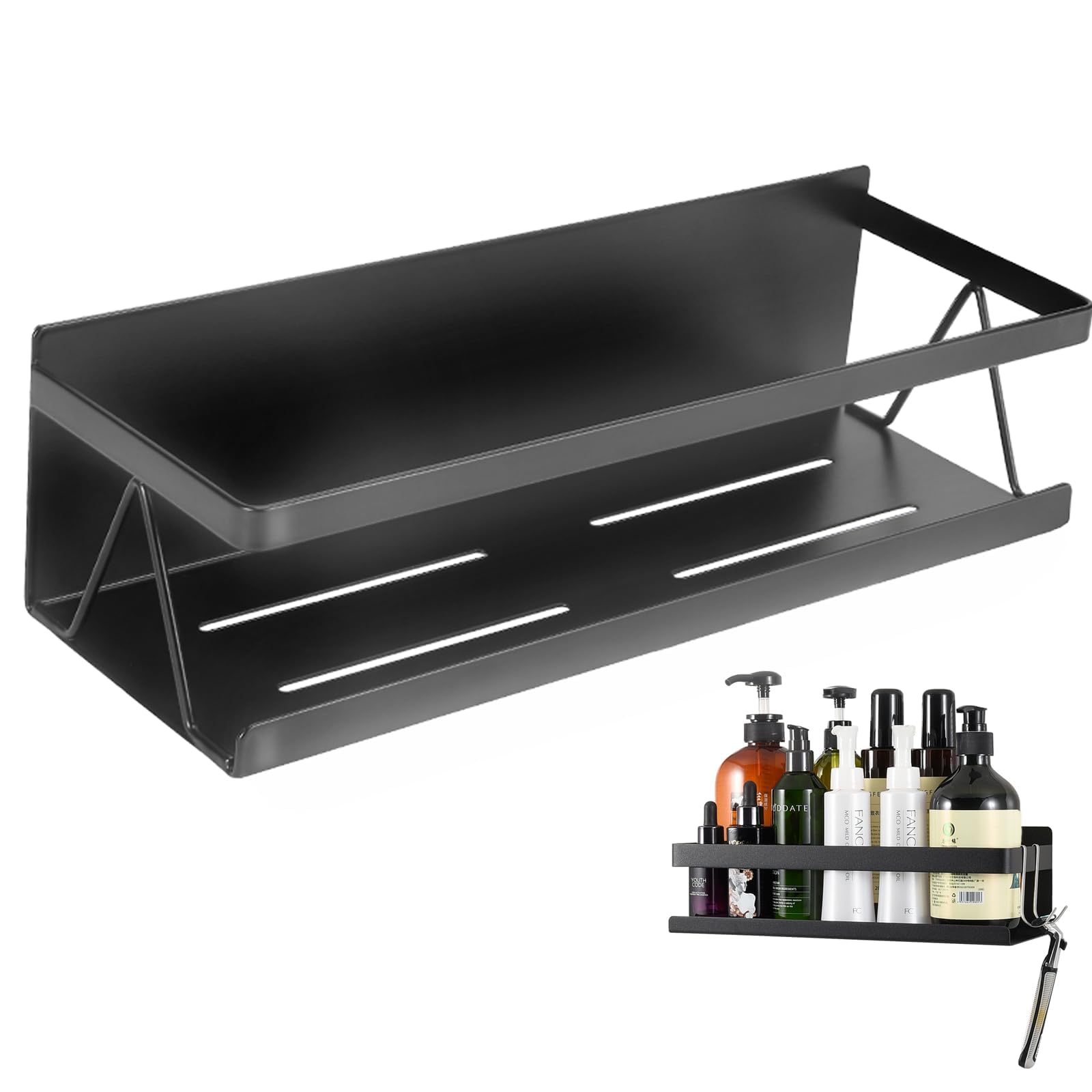 

Magnetic Bathroom Bathroom Storage with Hooks Rack, Black, (30cm, Magnetic, Black) чорний