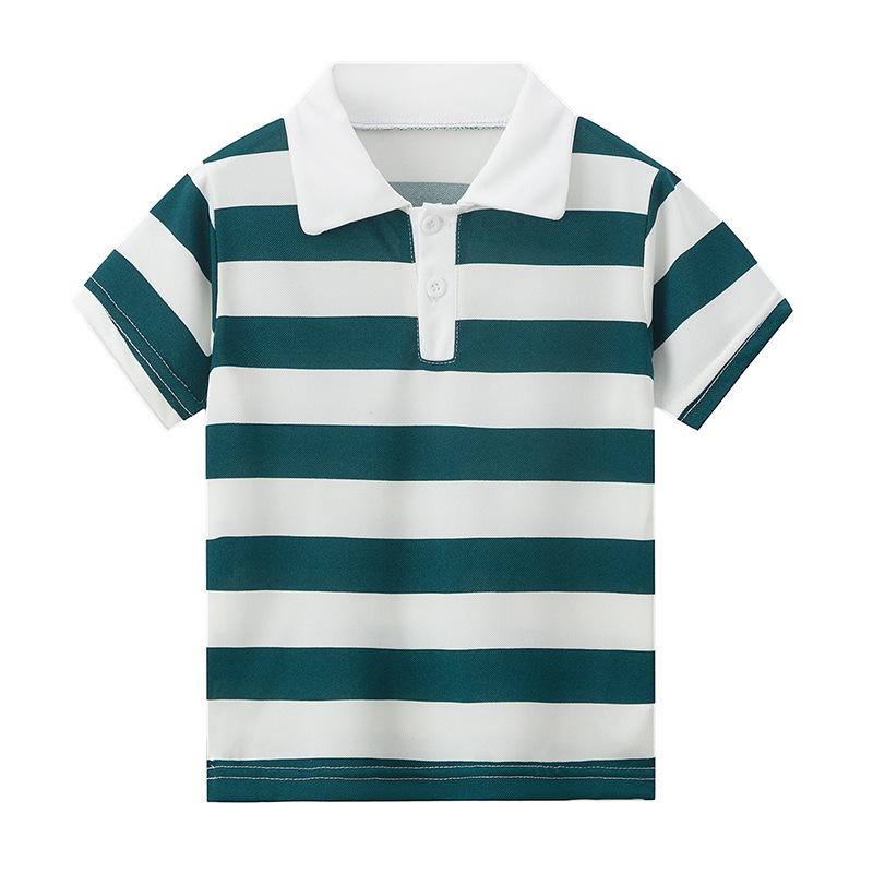 Kids' Striped Multicolor Polo Shirt - Boys' Gentleman Casual or Girls' Solid Short Sleeve Tee