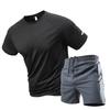 2-Piece Men's Summer Quick drying Sports Suit Breathable Short Sleeved T-shirt Tracksuit Male Sportwear