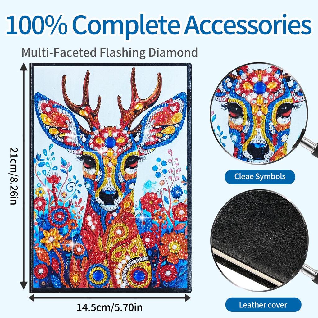 2025 Creative DIY Diamond Sticker A5 Notebook: Special-Shaped 50-Page Children's Diamond Painting Book