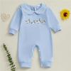 Autumn Baby Boy Girl Sweatshirt Romper Duck Embroidered Doll Collar Long Sleeve Jumpsuit Cute Farm Clothes