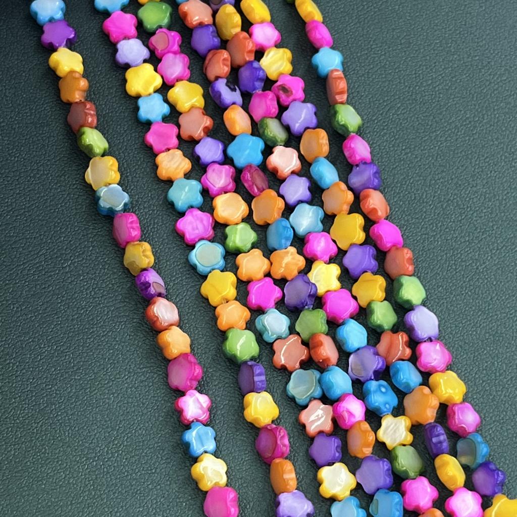 6x6mm Multicolor Star Natural Shell Beads Rainbow Iridescent Loose Beads for DIY Ramadan Jewelry Making & Bracelet Necklace Crafts 38cm