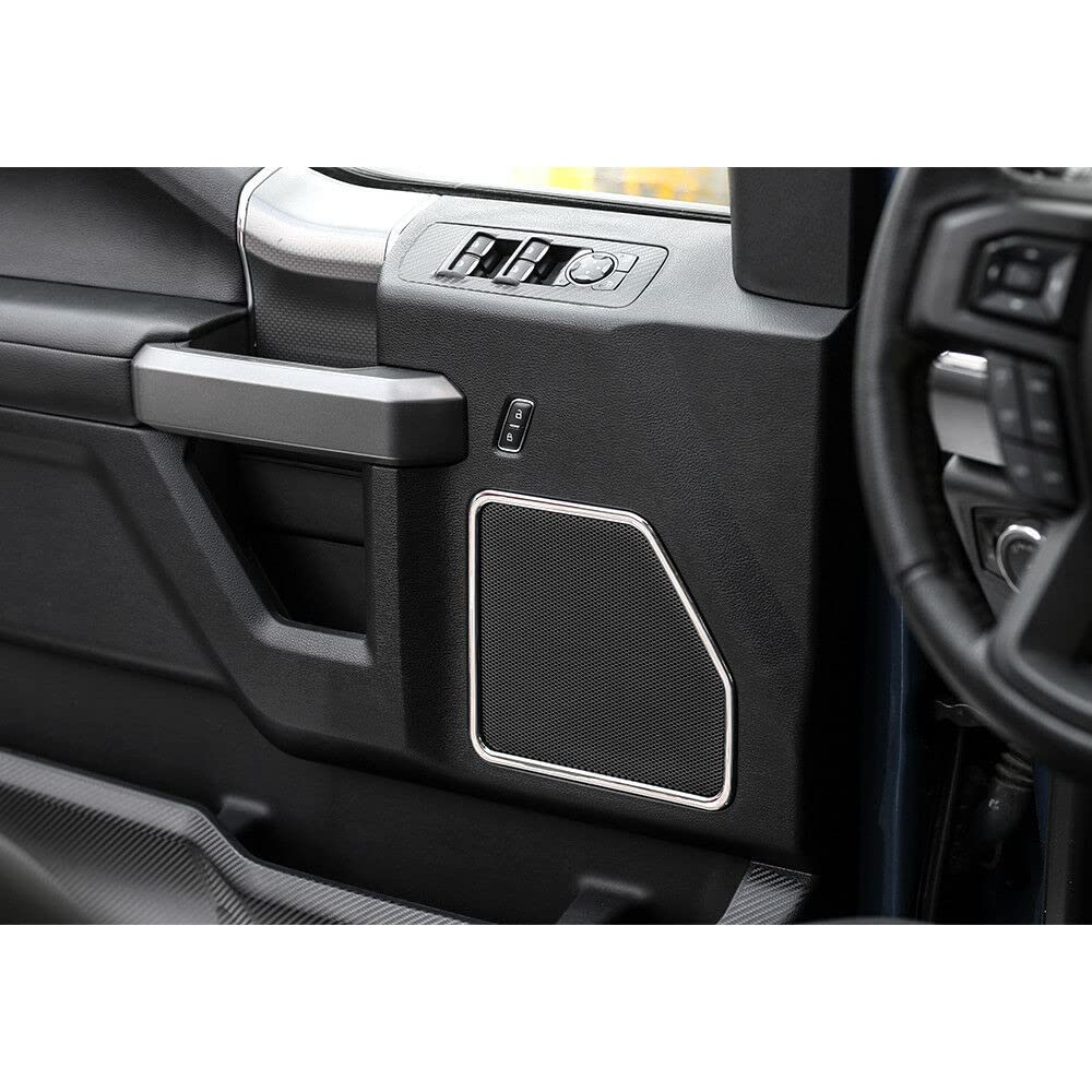 Fit for Ford F150 2015-2020 ABS Front & Rear Door Speaker Cover Decorative Trim 4PCS Interior Car Accessories (Chrome)
