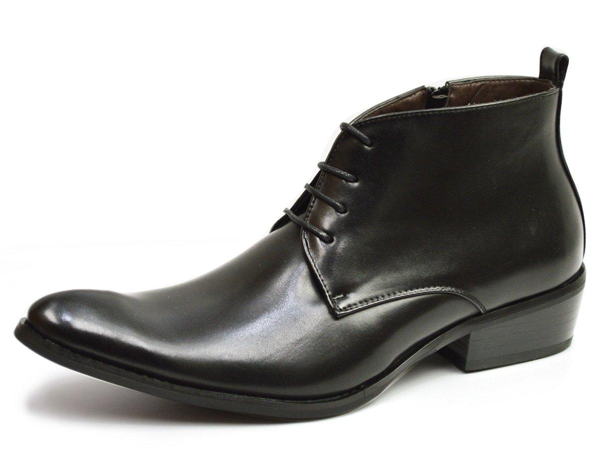 

Gino Men s Chukka Boots, Short Side Gore Boots with Lace-Up Zipper, Dress Shoes, Leather Shoes, Men s Boots, Lace-Up, Black, Size 27cm, ze1164