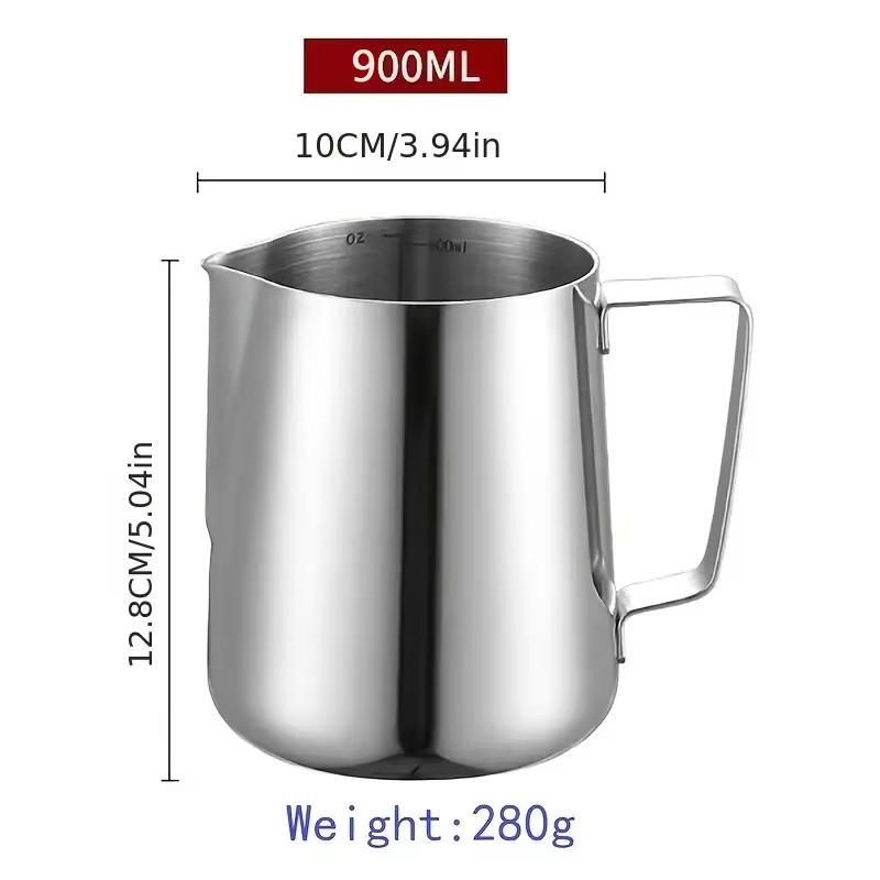350/600/900ml Milk Creamer Frothing Pitcher With Scale Stainless Steel Coffee Cup Jug Latte Espresso Steaming Cappuccino Cup