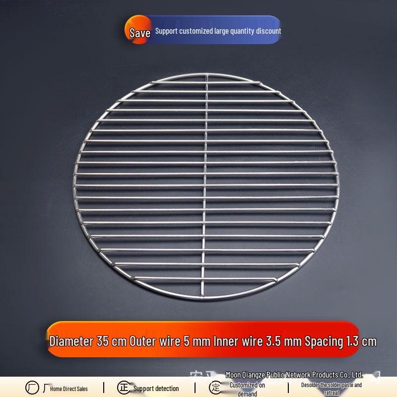 Round Stainless Steel BBQ Grill & Steamer Rack - Non-Stick Meat Presser & Soup Pot Base.