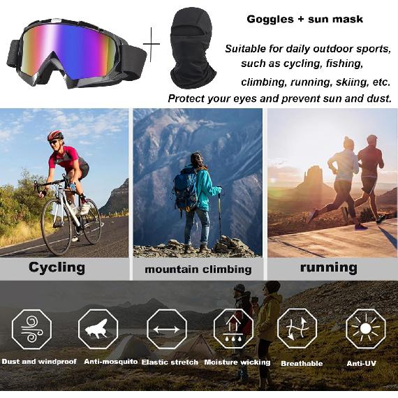 Dirt Bike Goggles ATV Off-Road Riding Motorcycle Motocross Glasses With Sun UV Protection Balaclava Full Face Cover