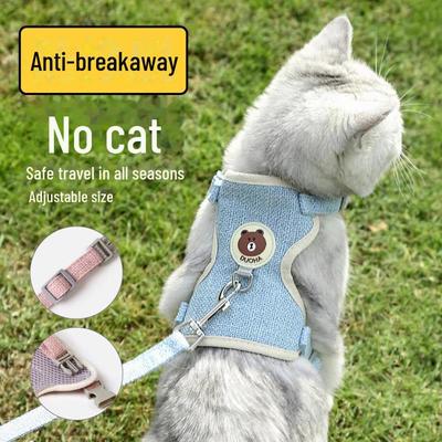 Harnais et laisse pour chat de style dessin animé - Gilet anti-fuite pour promener les animaux