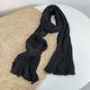 Retro Old Texture Pleated Solid Color Linen Scarf Thin And Narrow Silk Scarf Extended Neck Protection Scarf Autumn And Winter Warm