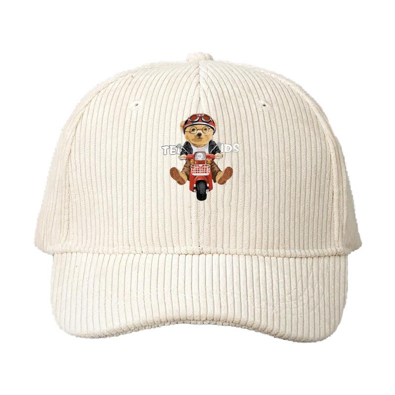 

Corduroy Baseball Cap Men Teddy Bear Motorcycle Fashion Streetwear Adjustable Dad Cap Cute Novelty Hat For Adventure Lovers