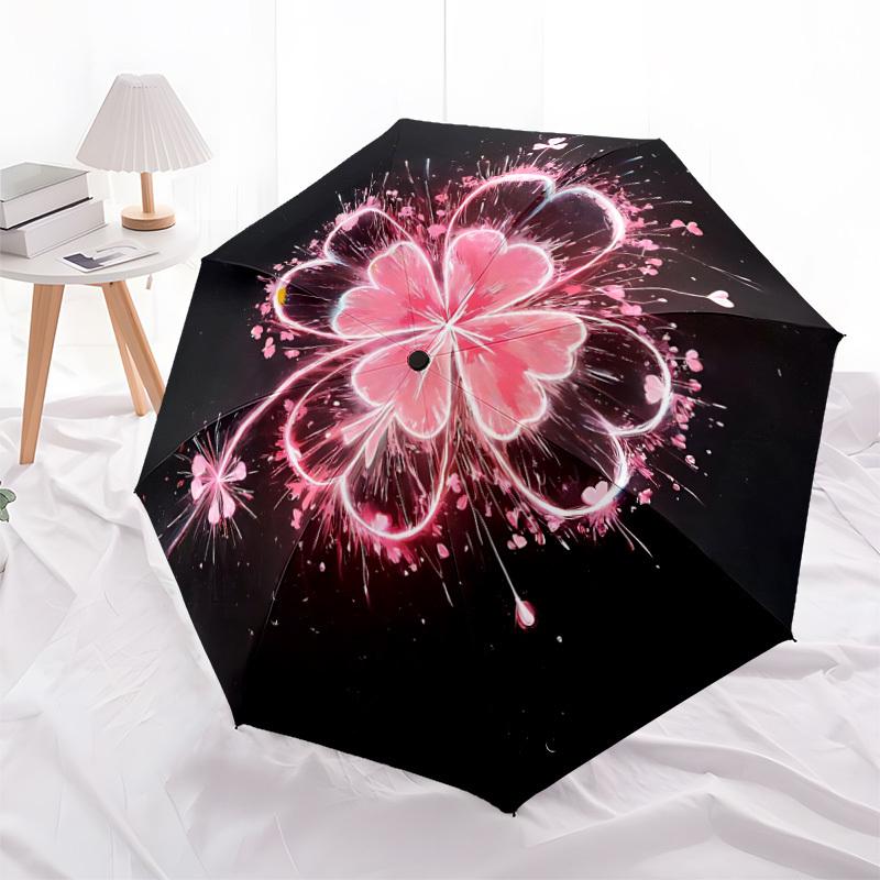 1pc Floral Sparkle Automatic Open/Close Umbrella Compact Folding Umbrella, All-Season Portable Umbrella for Women/Men124