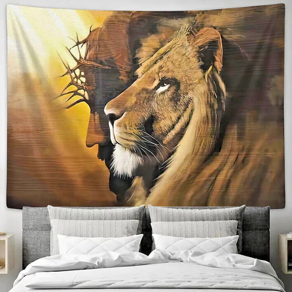 Tapestry Lion of Judah Jesus 75x100 чёрный