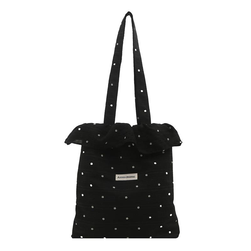 Korean Ins Pleated Ruffle Edge Handbag Bag Sweet and Cute Chiffon Shoulder Bag Women's Large-capacity Tote Bag