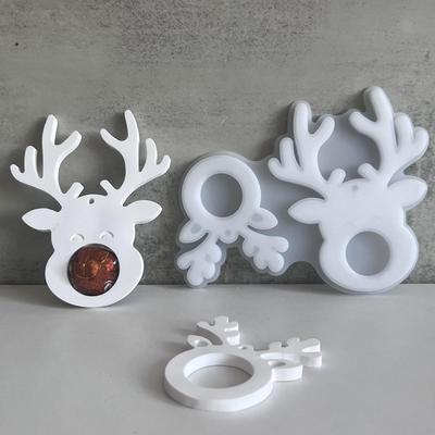 Christmas Elk Hanging Silicone Mold Ornament Deer Keychain Gypsum Drip Mold Elk Pendant Plaster Mould Christmas Tree Decoration
