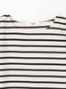 Beams Heart Tee with Tucked Sleeves and Striped Striped Off One Size S/S Pullover, Women's, White,