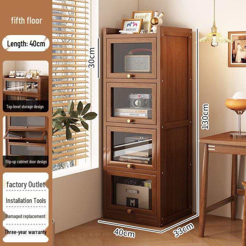 Floor-Standing Bookshelf for Students and Children - Compact Storage Cabinet for Small Apartment Living Rooms